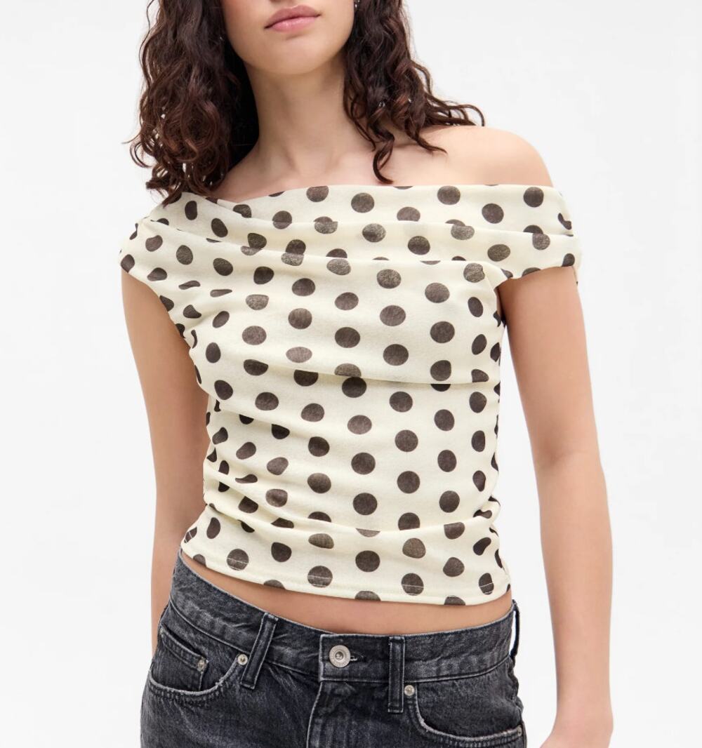 Urban Outfitters Polka Dot Cowl Neck Sleeveless Top White Black Size L NWT